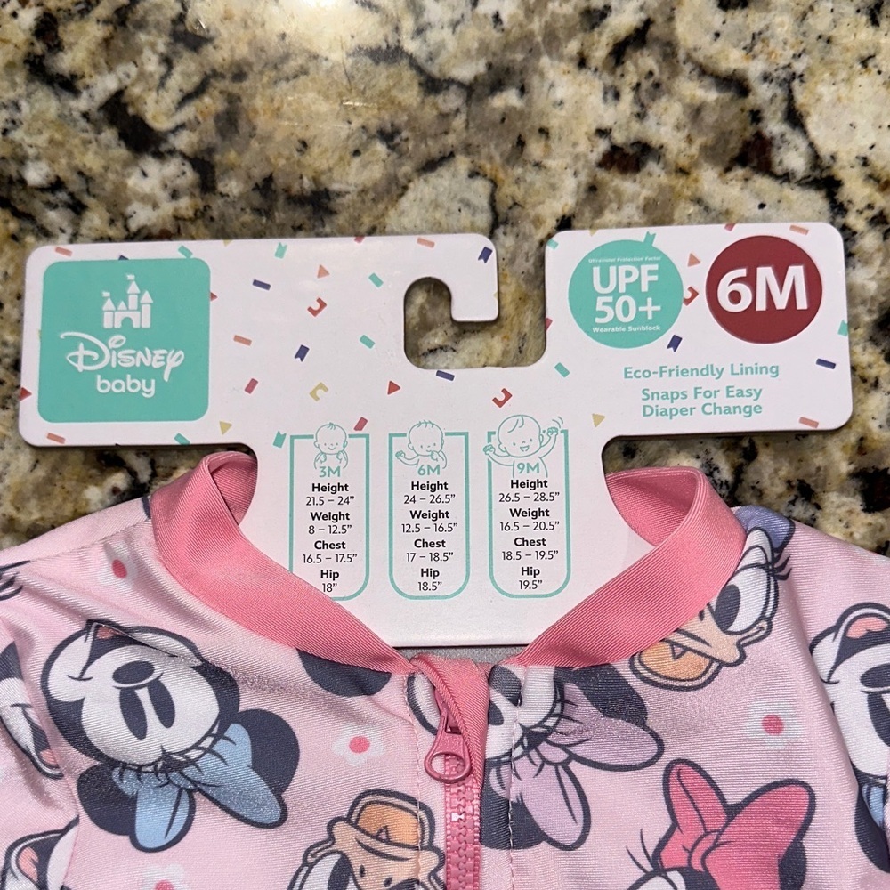 Disney Pink and Gray Minnie Mouse Baby Swimsuit - Picture 4 of 6